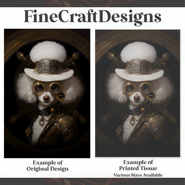 Niedliches White Steampunk Poodle Painting D2L Dec Seidenpapier (Von Creator hochgeladen)