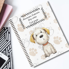 Niedliches White Storybook Welppy on Paws Backgrou Notizbuch