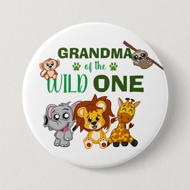 Niedliches Wild One Jungle Safari Zoo Button (Vorderseite)