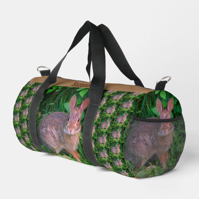 Niedliches Wildbraun-Kaninchen Personalisiertes Ti Duffle Bag (Rechte Ecke)