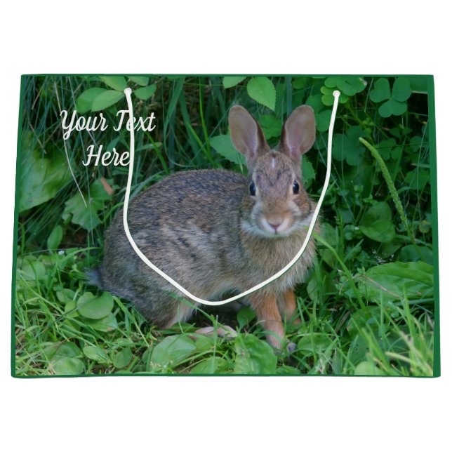 Niedliches Wildbraun-Kaninchen Personalisiertes Ti Große Geschenktüte (Vorderseite)