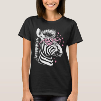 Niedliches Wildtierzebra mit rosa Brille T-Shirt