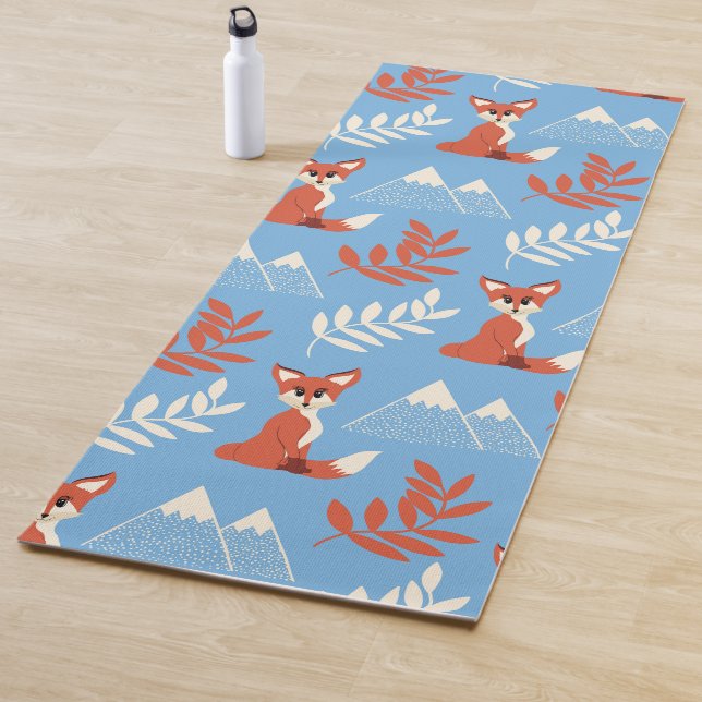 Niedliches Winter Orange Fox Gebirge Leaf Muster Yogamatte (Beispiel)
