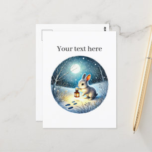 Niedliches Winterkaninchen individuell anpassbar Postkarte