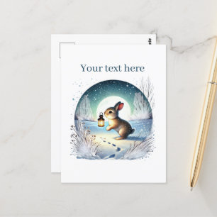 Niedliches Winterkaninchen individuell anpassbar Postkarte