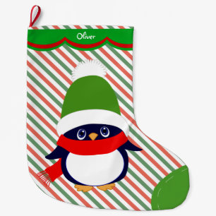 Niedliches Winterpinguin-Muster Personalisiert Großer Weihnachtsstrumpf