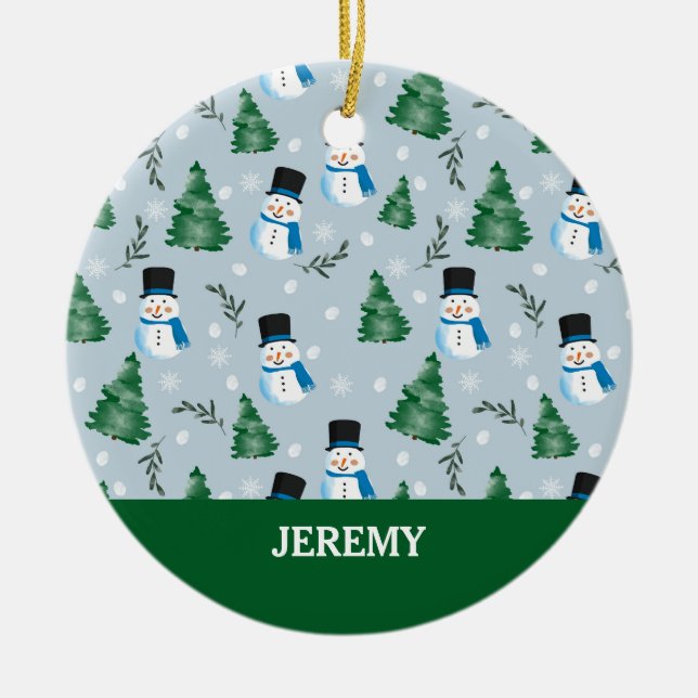 Niedliches Winterschneepatel Keramik Ornament (Vorne)