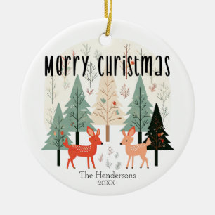 Niedliches Winterwald Weihnachten Keramik Ornament