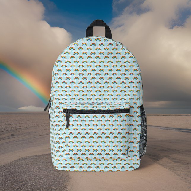Niedliches, winziges Regenbogenmuster auf Blue Sky Bedruckter Rucksack (Von Creator hochgeladen)