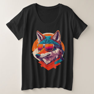 NIEDLICHES WOLF TRAGEN SUNGLASS. GROßE GRÖßE T-Shirt