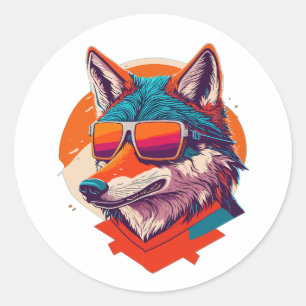 NIEDLICHES WOLF TRAGEN SUNGLASS. RUNDER AUFKLEBER