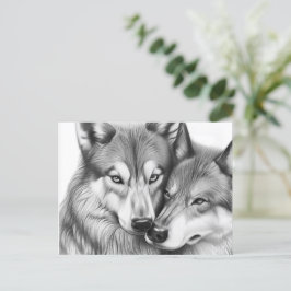 Niedliches Wolfstier in Liebe Herz Postkarte
