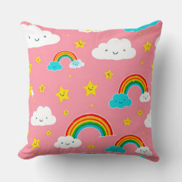 Niedliches Wolkenmuster mit Regenbogen Kissen