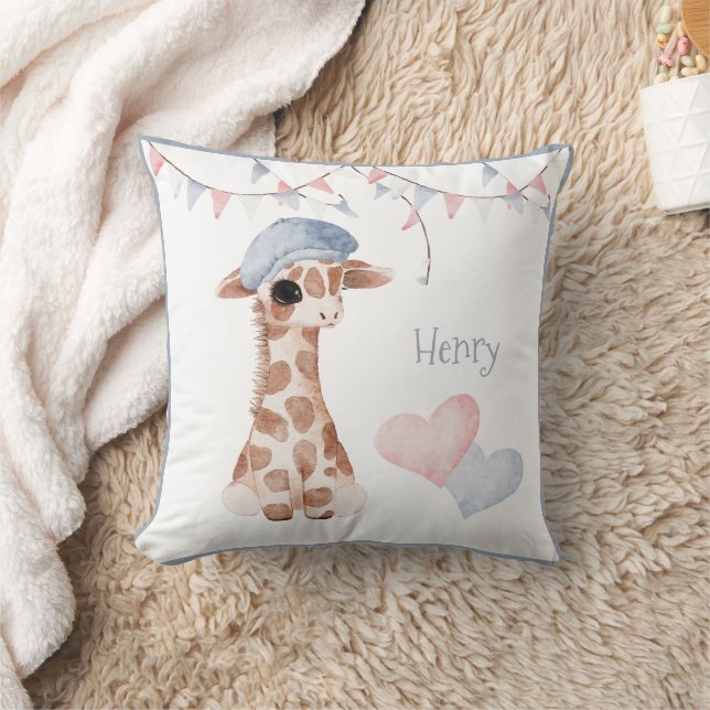 Niedliches Woodland Animal Giraffe Herzname Kinder Kissen (Decke)