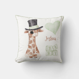 Niedliches Woodland Animal Giraffe Herzname Kinder Kissen