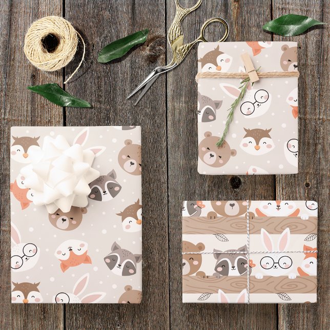 Niedliches Woodland Animal Kids Muster Geschenkpapier Set (Von Creator hochgeladen)