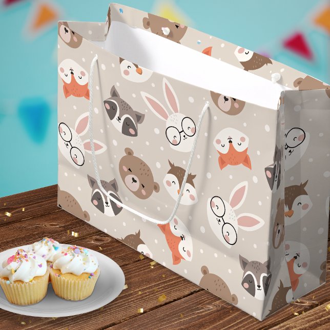 Niedliches Woodland Animal Kids Muster Große Geschenktüte (Von Creator hochgeladen)