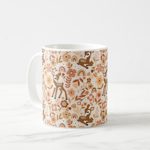 Niedliches Woodland Baby Deer Blumenmuster Kaffeetasse