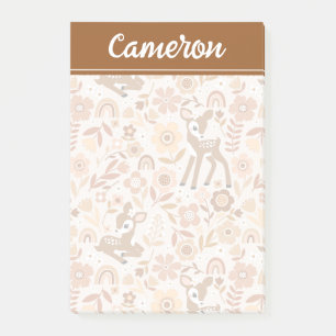 Niedliches Woodland Baby Deer Blumenmuster Post-it Klebezettel