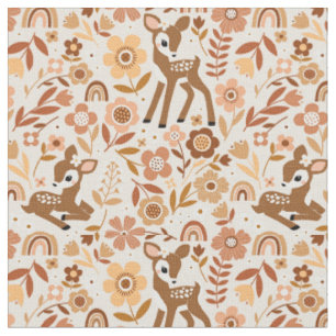 Niedliches Woodland Baby Deer Blumenmuster Stoff