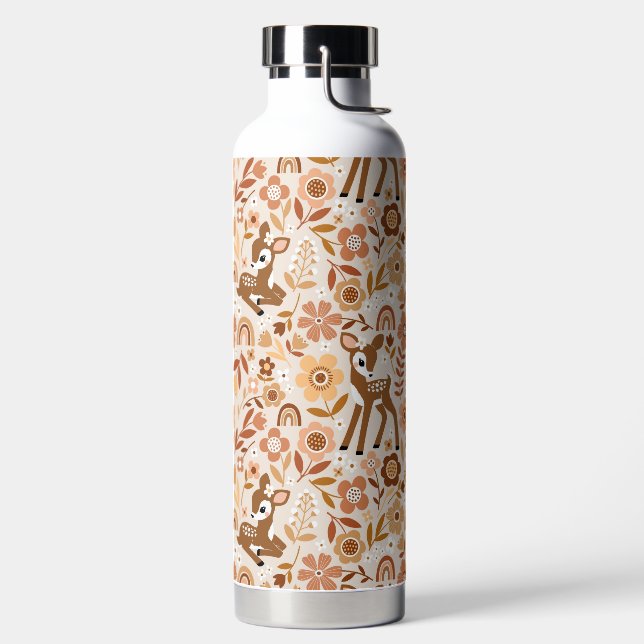 Niedliches Woodland Baby Deer Blumenmuster Trinkflasche (links)
