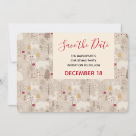 Niedliches Woodland Tiere Weihnachtsmuster Party Save The Date