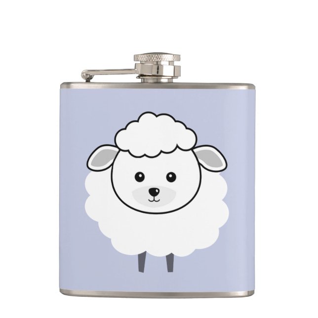 Niedliches Wooly Lamm-Gesicht Flachmann (Vorderseite)