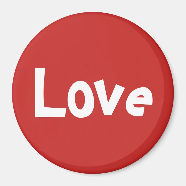 Niedliches Word-Design in Rot und Weiß Liebe Magnet (Vorne)