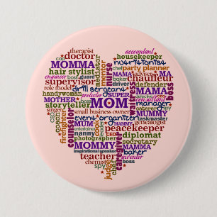 Niedliches Wort-Kunst-Herz der Mama-Mutter Tages Button