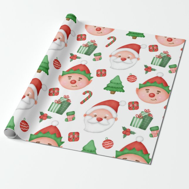 Niedliches Wrapping-Papier für Santa/Elf Geschenkpapier (Ungerollt)