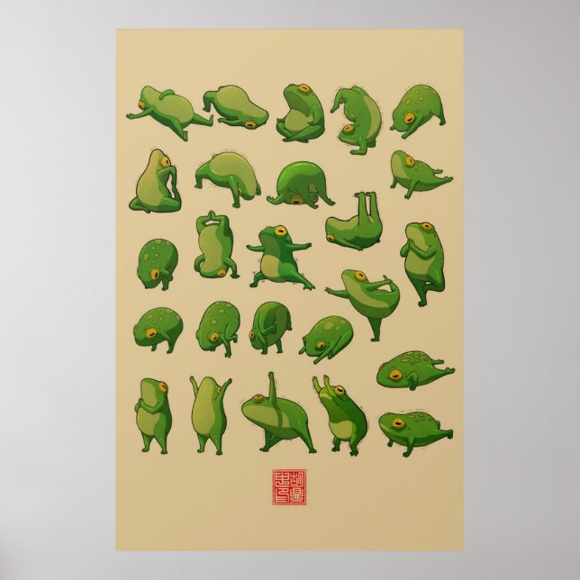 Niedliches Yoga Frosch Poster (Vorne)