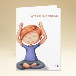 Niedliches Yoga Girl macht Happy Birthday Karte