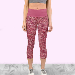 Niedliches Yoga-Training in Rot und Weiß Capri Leggings