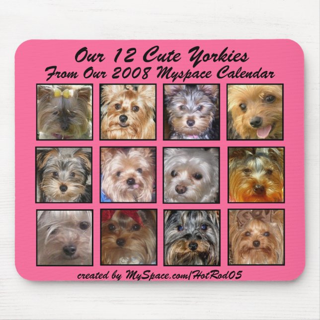 NIEDLICHES YORKIES 2008 KALENDER-(auf einem Mousepad (Vorne)