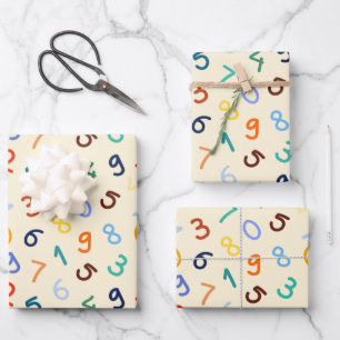 Niedliches Zahlenmuster Geschenkpapier Set