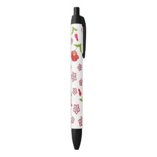 Niedliches, zartes rotes Blume-Muster Kugelschreiber