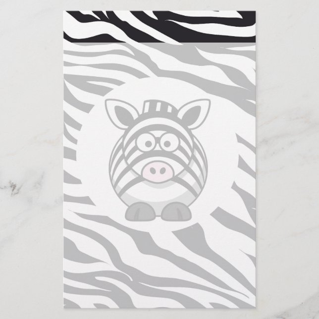 Niedliches Zebra auf Zebra Print Zoo Animals Muste Briefpapier (Vorderseite)