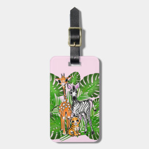 Niedliches Zebra-Giraffe-Dschungelmotiv Gepäckanhänger