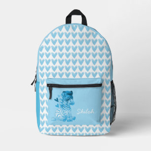 Niedliches Zebra mit Herz und Individuelle Name Bedruckter Rucksack