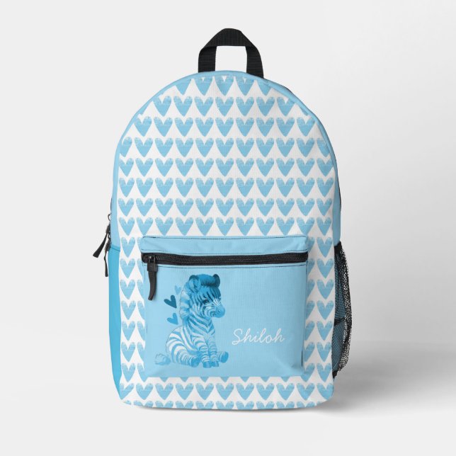 Niedliches Zebra mit Herz und Individuelle Name Bedruckter Rucksack (Vorderseite)