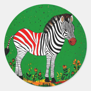 Niedliches Zebra Runder Aufkleber