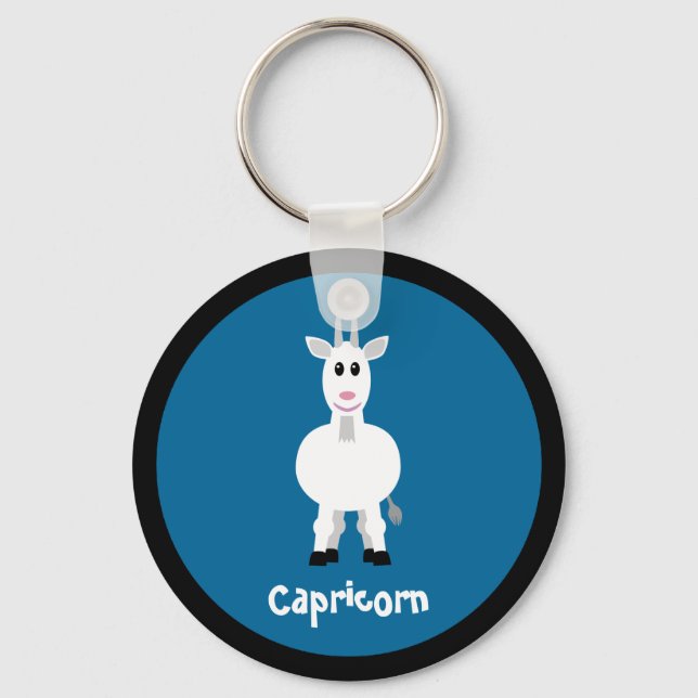 Niedliches Ziegenkorn Zodiac Schild Custom Blue Schlüsselanhänger (Vorderseite)