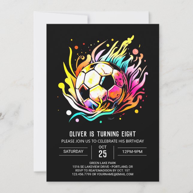Niedliches Ziel bearbeitbarer Fußball Geburtstag Einladung (Vorderseite)