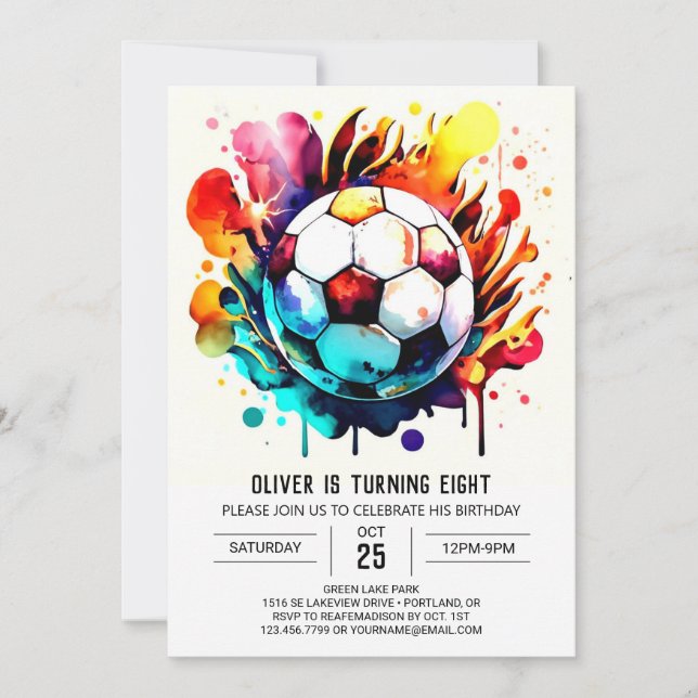 Niedliches Ziel Online-Fußball Geburtstag Einladung (Vorderseite)