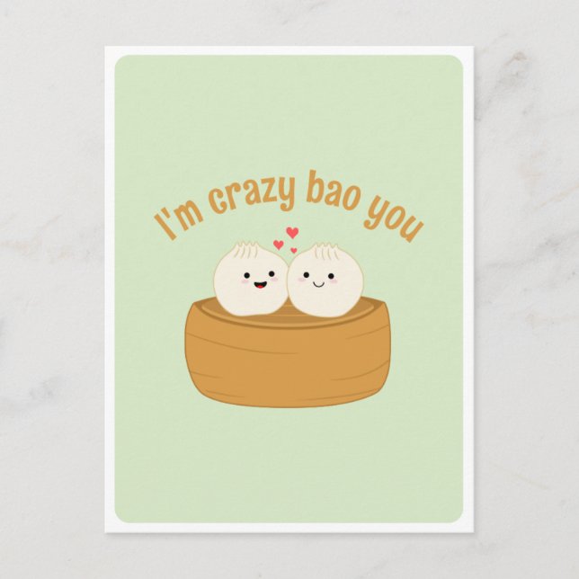 Niedliches Zitat von Kawaii Dumpling Bao Asian Foo Postkarte (Vorderseite)