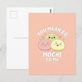 Niedliches Zitat von Kawaii Mochi Food Puppe Paste Postkarte