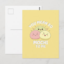 Niedliches Zitat von Kawaii Mochi Food Puppe Paste Postkarte