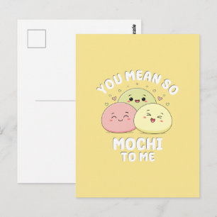 Niedliches Zitat von Kawaii Mochi Food Puppe Paste Postkarte