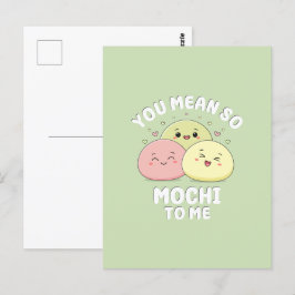 Niedliches Zitat von Kawaii Mochi Food Puppe Paste Postkarte