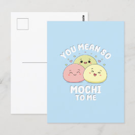 Niedliches Zitat von Kawaii Mochi Food Puppe Paste Postkarte